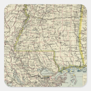 Adesivo Quadrado Alabama, Mississippi, Louisiana, Arkansas