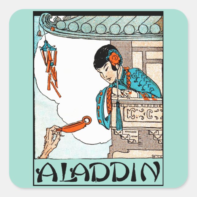 Adesivo Quadrado Aladdin Chinese Vintage Magic Lanterna (Frente)