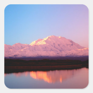 Adesivo Quadrado Alasca, Parque Nacional Denali, Monte McKinley em