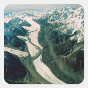 Adesivo Quadrado Alaska Mountain Range-Aerial View
