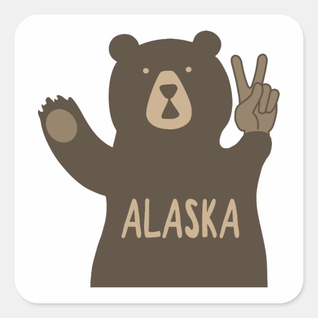 Adesivo Quadrado Alaska Peace Bear (Frente)