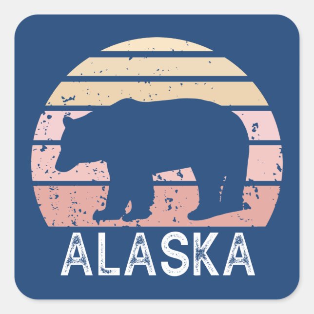Adesivo Quadrado Alaska Retro Bear (Frente)