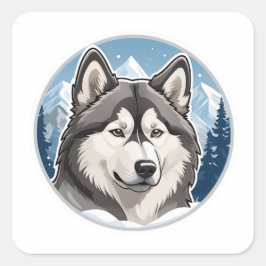 Adesivo Quadrado Alaskan Malamute Sticker