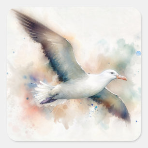 Adesivo Quadrado Albatross Watercolor Art