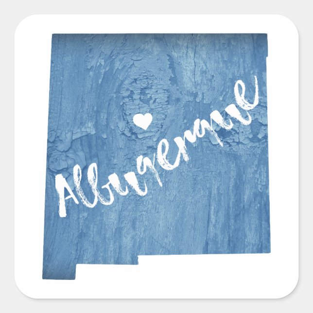 Adesivo Quadrado Albuquerque Novo México Madeira Grain (Frente)