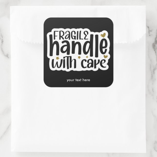 Adesivo Quadrado Alça frágil com autocolante (Bolsa)