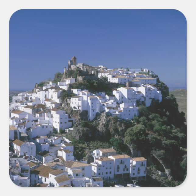 Adesivo Quadrado Aldeia Branca de Casares, Andaluzia, Espanha (Frente)