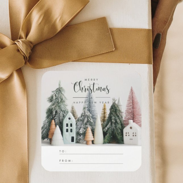 Adesivo Quadrado Aldeia de Neve de inverno moderna para (Criador carregado)