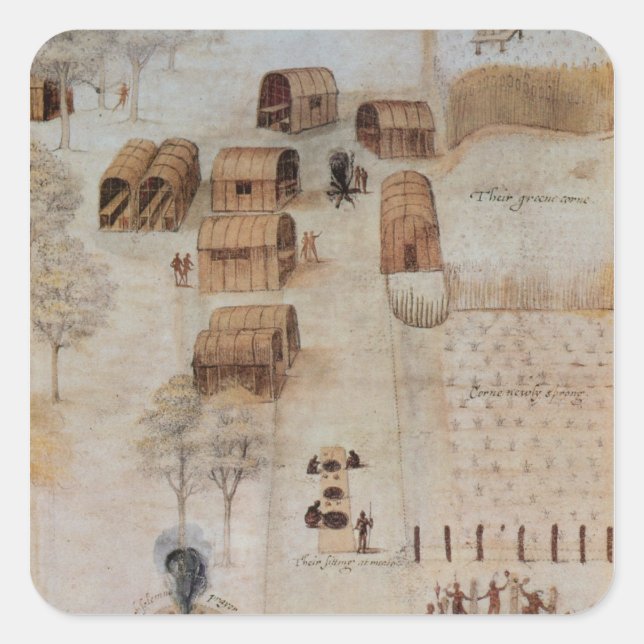 Adesivo Quadrado Aldeia Indiana de Secoton (Frente)