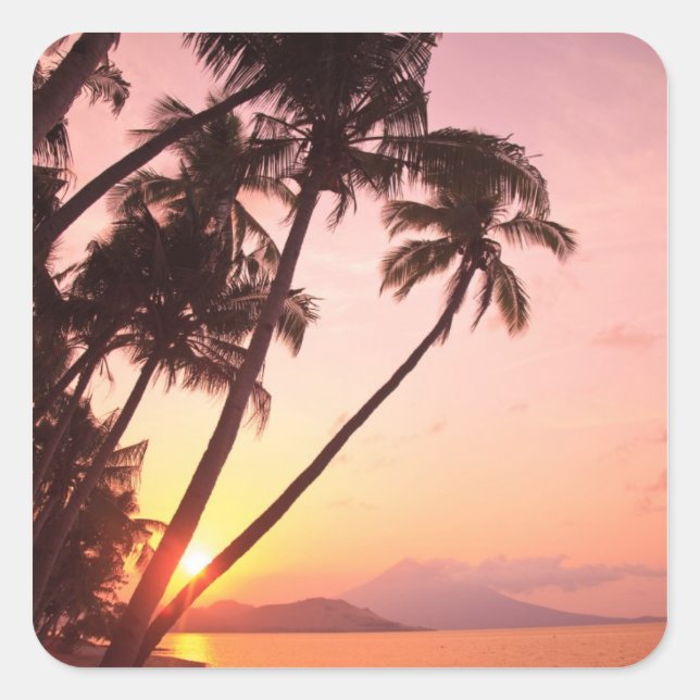 Adesivo Quadrado Aldeia Lewolin, Ilha de Illi Api, Selat Boleng (Frente)