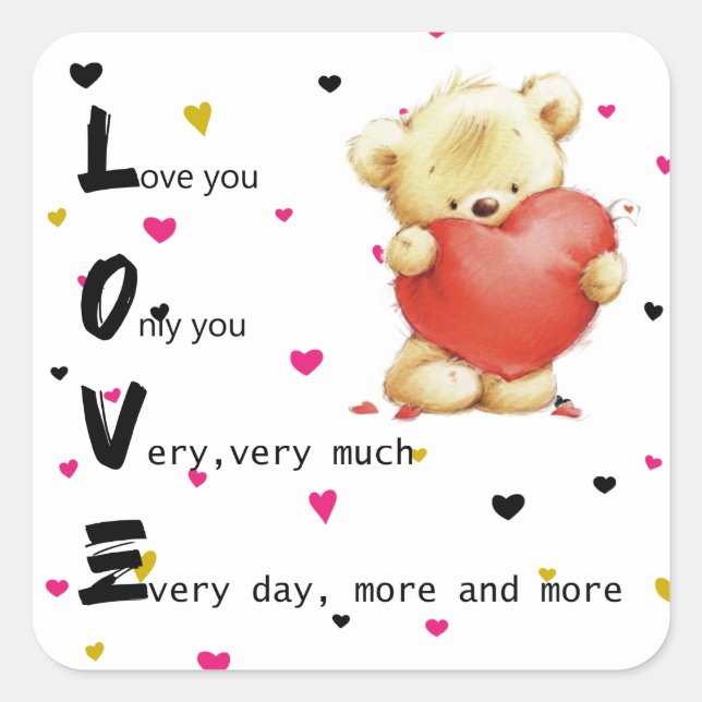 Adesivo Quadrado Ale Brown Teddy Bear Square Sticker (Frente)