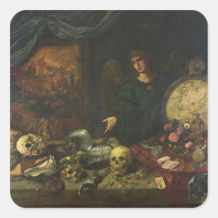 Adesivo Quadrado Alegoria da vaidade, 1650-60 (óleo em canvas)