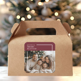 Adesivo Quadrado Alegre Feliz Abençoado Foto Personalizada de Natal