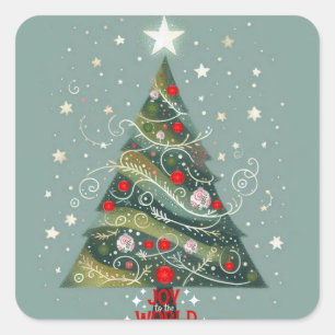 Adesivo Quadrado Alegria à árvore de Natal do mundo