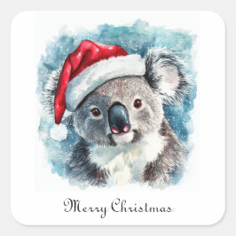 Adesivo Quadrado Alegria de Natal Australiana, Urso Koala personali