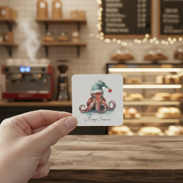 Adesivo Quadrado Alegria de Natal de Octopus, personalizada