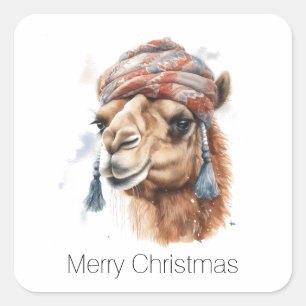 Adesivo Quadrado Alegria de Natal no Deserto, personalizado