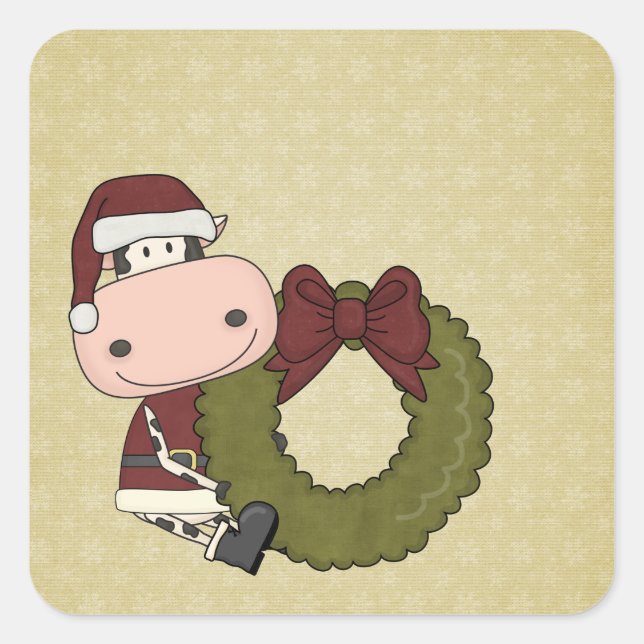 Adesivo Quadrado Alegria de Natal - Vaca (Frente)