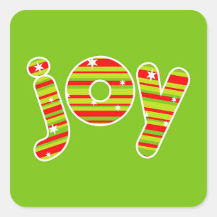 Adesivo Quadrado ALEGRIA nas listras do Natal, as vermelhas & as