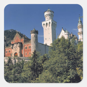 Adesivo Quadrado Alemanha, Baviera, Castelo de Neuschwanstein.