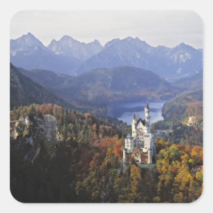 Adesivo Quadrado Alemanha, Baviera, Castelo de Neuschwanstein. Rei