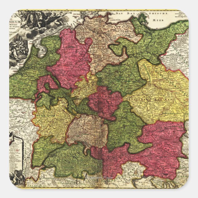 Adesivo Quadrado AlemanhaMapaPanorâmicoAlemanha (Frente)