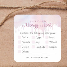 Alerta de Alergia Alimentar em Rosa Pastel
