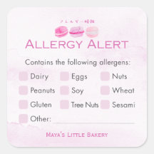 Alerta de Alergia da Padaria de Macaron Rosa