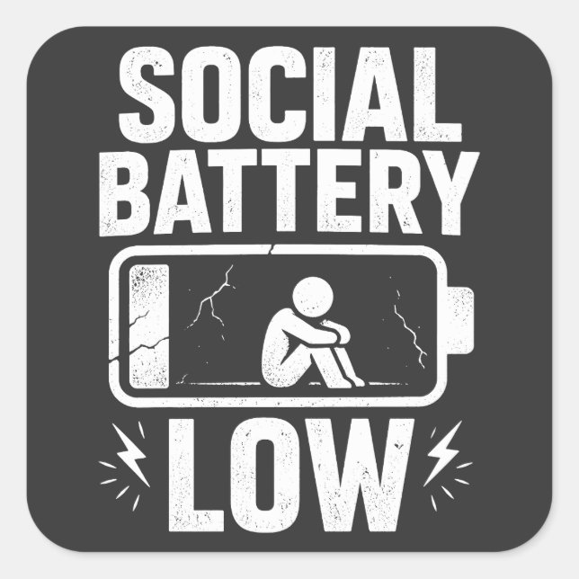Adesivo Quadrado Alerta de Bateria Social Baixa (Frente)
