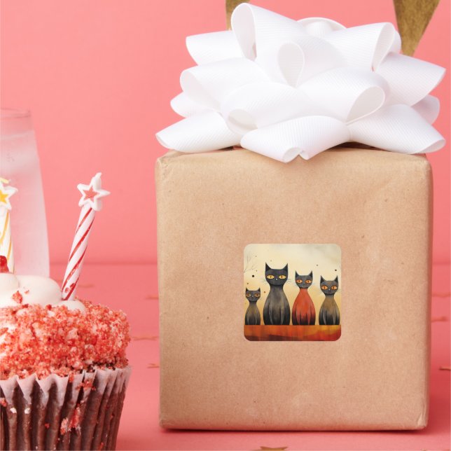 Adesivo Quadrado Alerta de gatos, à atenção, gerada por IA, (Festa)