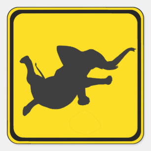 Adesivo Quadrado Alerta: Elefante Dançante Xing!