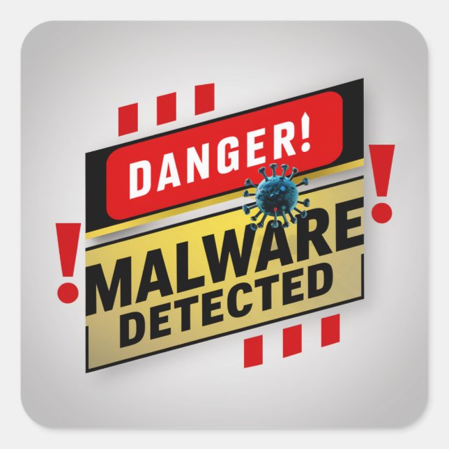 Adesivo Quadrado Alerta: Malware detectado - Evite clicar | Vinheta (Frente)