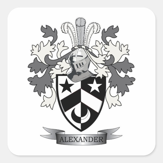 Adesivo Quadrado Alexander Family Crest Casaco de Armas (Frente)