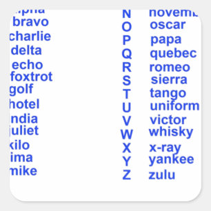 Adesivo Quadrado Alfabeto Internacional