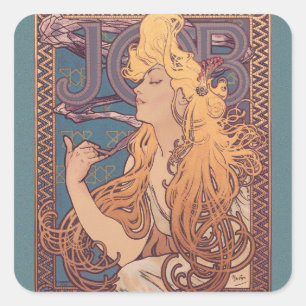 Adesivo Quadrado Alfonse Mucha Job Art Nouveau mulher