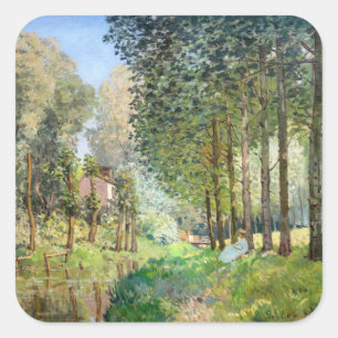 Adesivo Quadrado Alfred Sisley - Descanso ao longo do Córrego