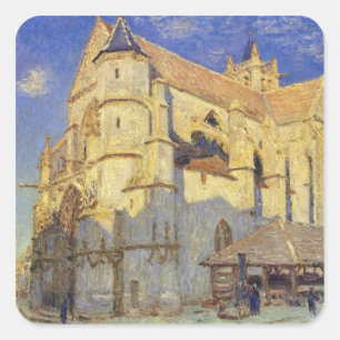 Adesivo Quadrado Alfred Sisley  Igreja no Moret, Clima Sapado