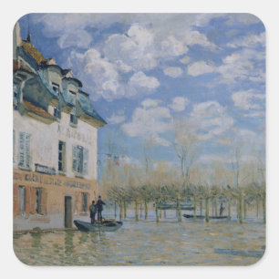 Adesivo Quadrado Alfred Sisley o barco na inundação,