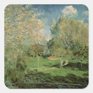 Adesivo Quadrado Alfred Sisley   o jardim da família de Hoschede
