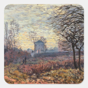 Adesivo Quadrado Alfred Sisley   Paisagem perto de Louveciennes
