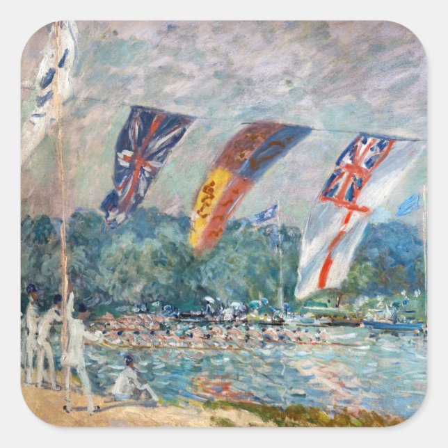 Adesivo Quadrado Alfred Sisley - Regatta em Molesey (Frente)