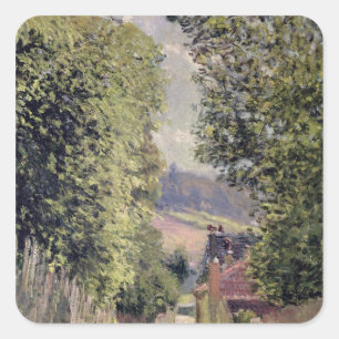 Adesivo Quadrado Alfred Sisley Uma estrada em Louveciennes