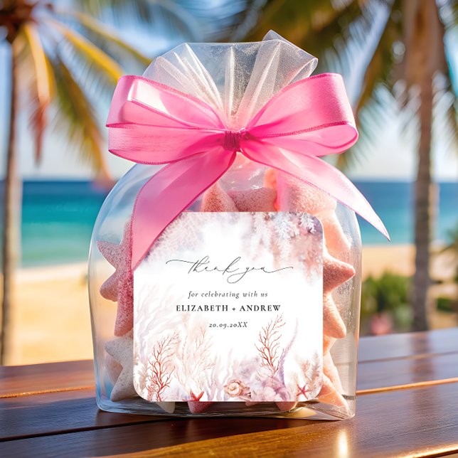 Adesivo Quadrado Algas marinhas subaquáticas | Casamento por Aquare (Criador carregado)