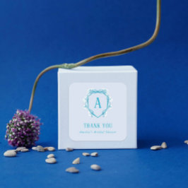 Adesivo Quadrado Algo Azul Obrigada Chá de Panela Floral