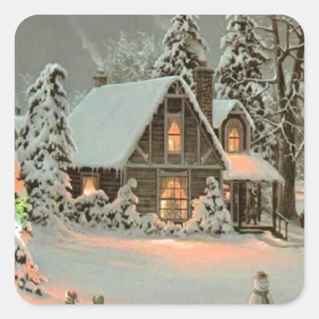 Adesivo Quadrado Algodão de natais vintages (Frente)