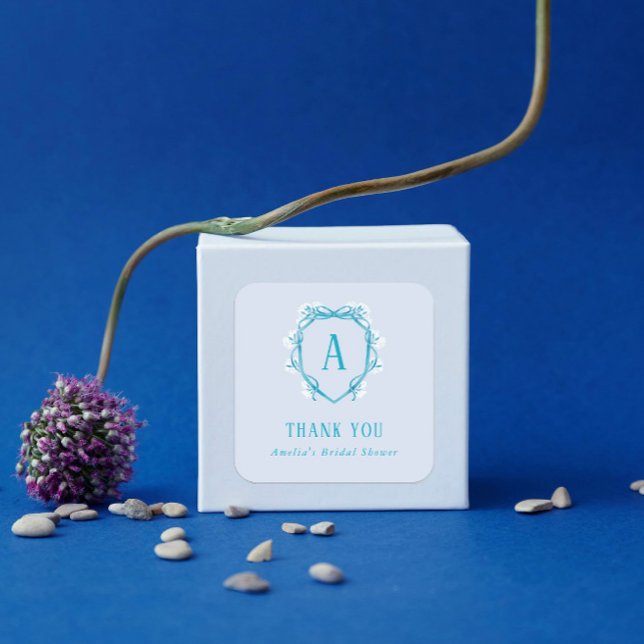 Adesivo Quadrado Alguma Coisa Azul Obrigada Chuveiro de Noiva Flora (Criador carregado)