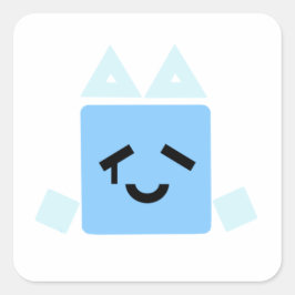 Adesivo Quadrado Alguns felizes, um cubo, ganhador de pimenta ciano