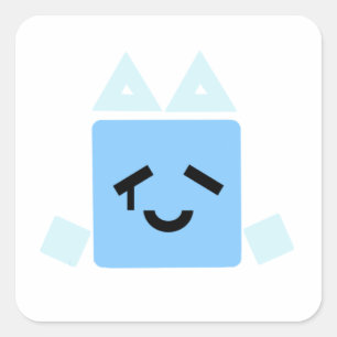 Adesivo Quadrado Alguns felizes, um cubo, ganhador de pimenta ciano