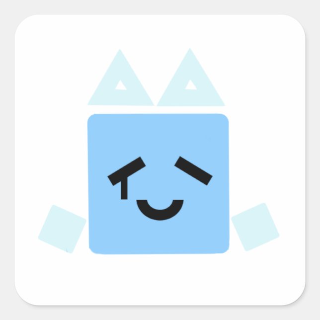 Adesivo Quadrado Alguns felizes, um cubo, ganhador de pimenta ciano (Frente)