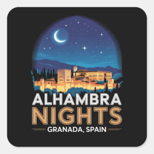 Adesivo Quadrado Alhambra Nights - Granada Espanha